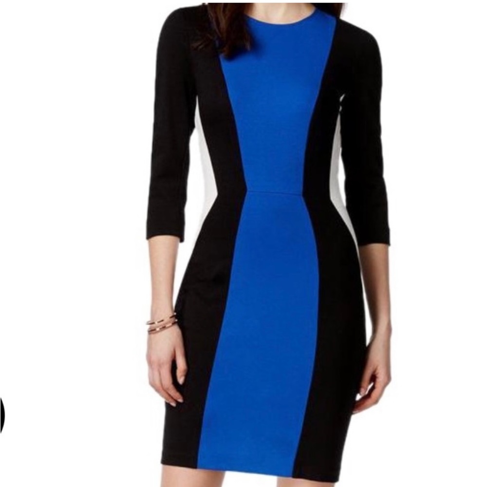 Color Block Bodycon Scuba Stretch Dress